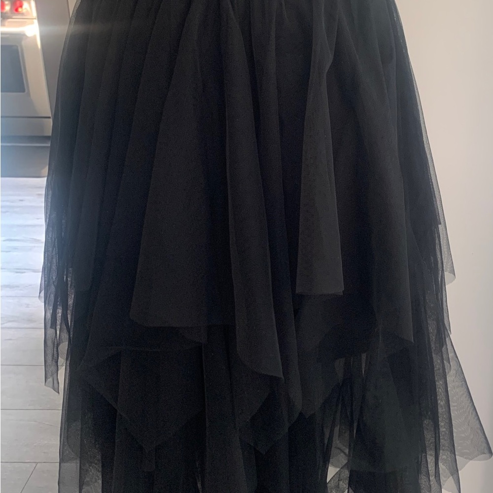 Tulle  Long  Festival  Tutu Black Skirt Layered Scalloped Skirt Versatile, Edgy